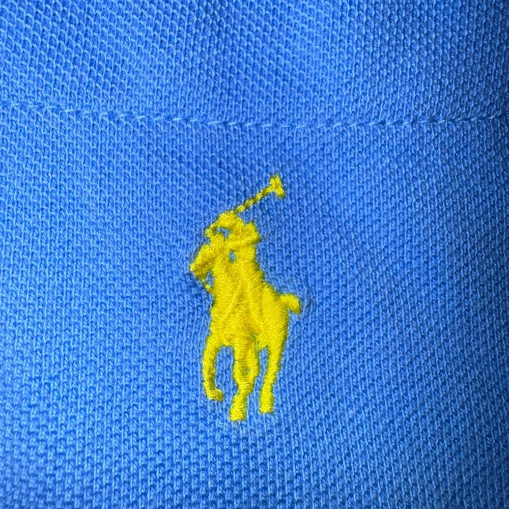 Polo Ralph Lauren Mens XL Blue Pique Cotton Short Sleeve Polo Yellow Pony Logo